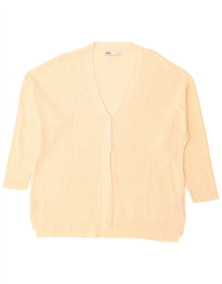 Zara Dame Oversized Cardigan Sweater UK 10 Lille Beige Akryl