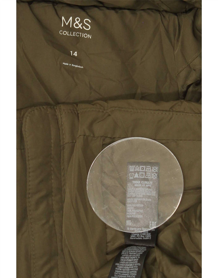 Marks & Spencer Polstret jakke til kvinder UK 14 Stor Khaki Polyester