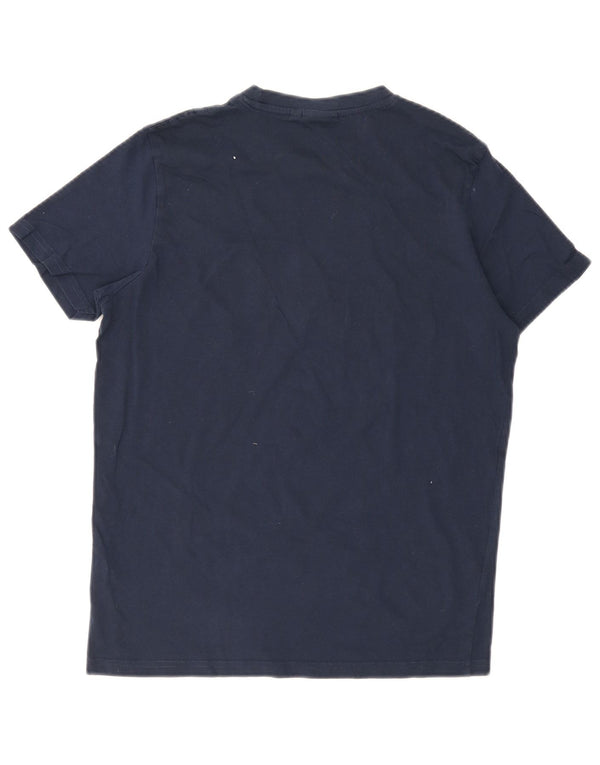 Ellesse Herre Grafisk T-Shirt Top Medium Marineblå Bomuld