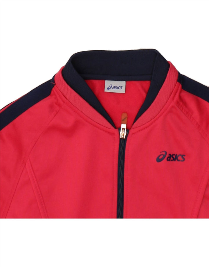 ASICS Girls Tracksuit Top Jacket 13-14 Years Pink Polyester Vintage Asics and Second-Hand Asics from Messina Hembry 