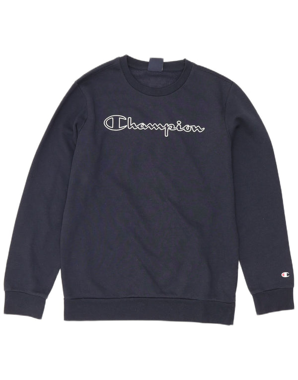 Champion drenge grafisk sweatshirt trøje 13-14 år XL marineblå bomuld
