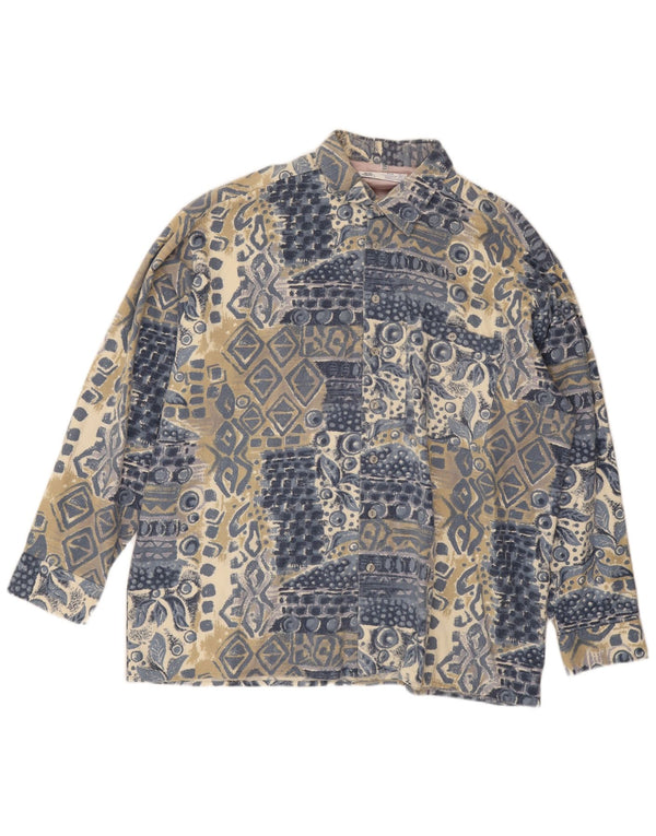 C & A Herre Flanelskjorte 2XL Blå Geometrisk Bomuld