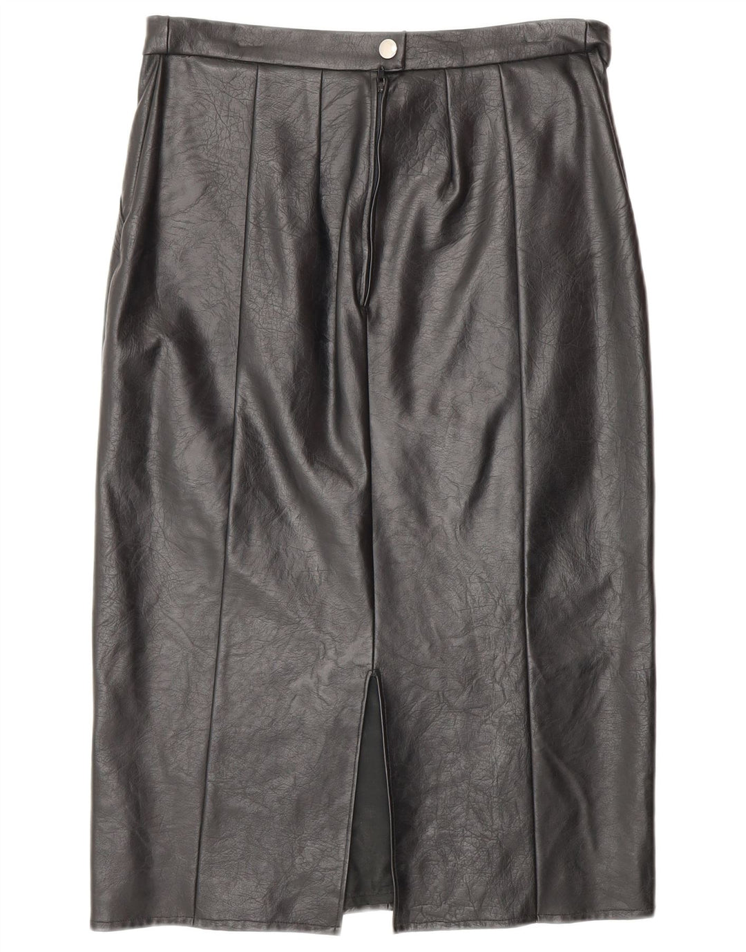 VINTAGE lædernederdel til kvinder W28 Medium sort læder