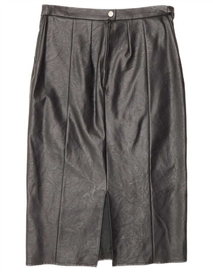 VINTAGE lædernederdel til kvinder W28 Medium sort læder