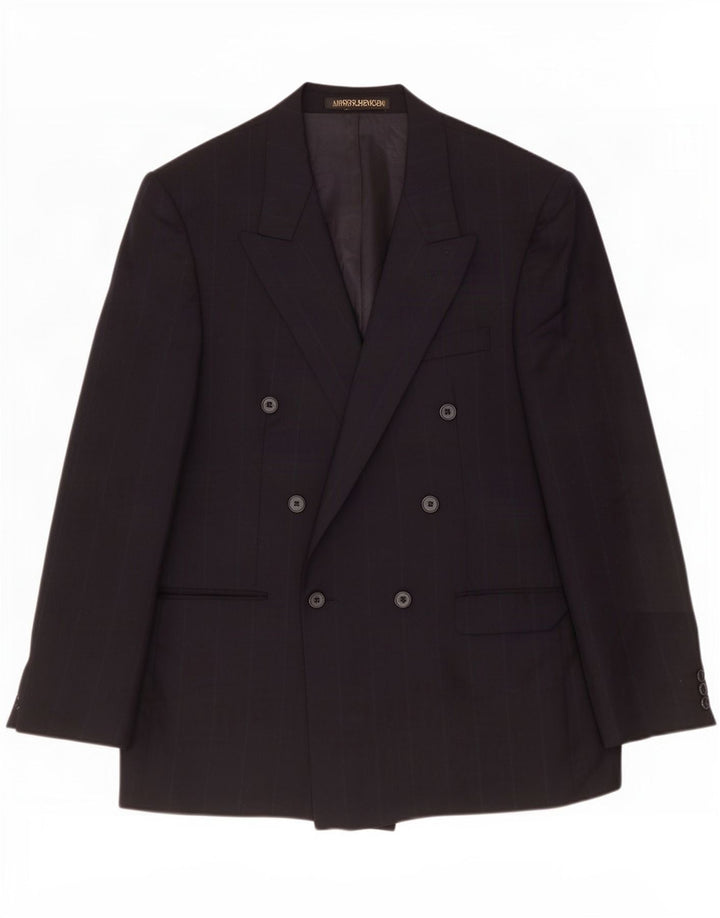 Marks & Spencer Herre Longline Blazer Jacket UK 42 Large Navy Blue Pinstripe