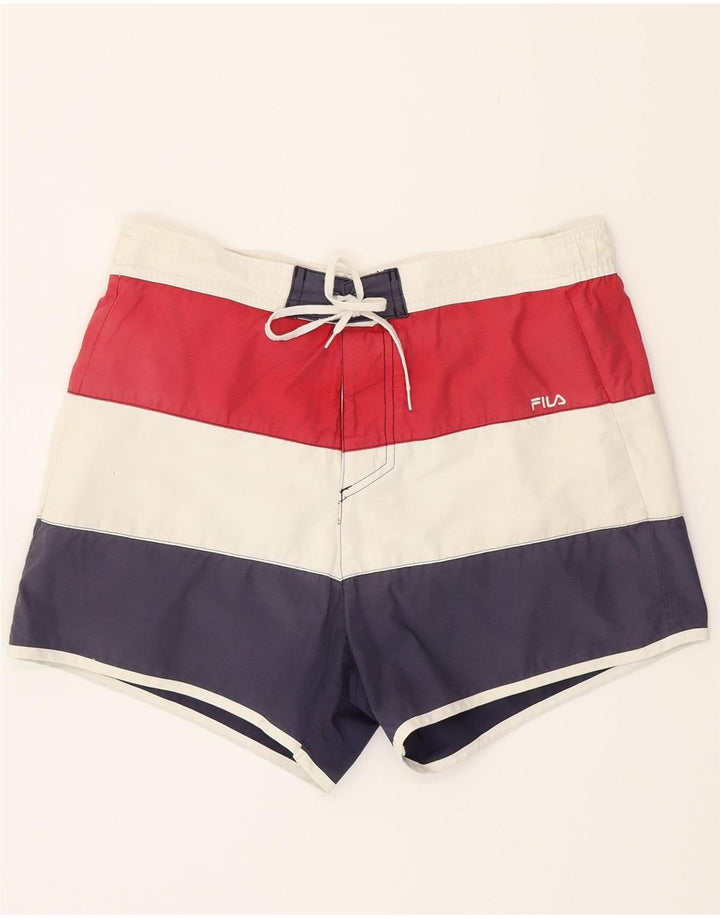 FILA Mens Swimming Shorts Small  Multicoloured Colourblock Polyester Vintage Fila and Second-Hand Fila from Messina Hembry 