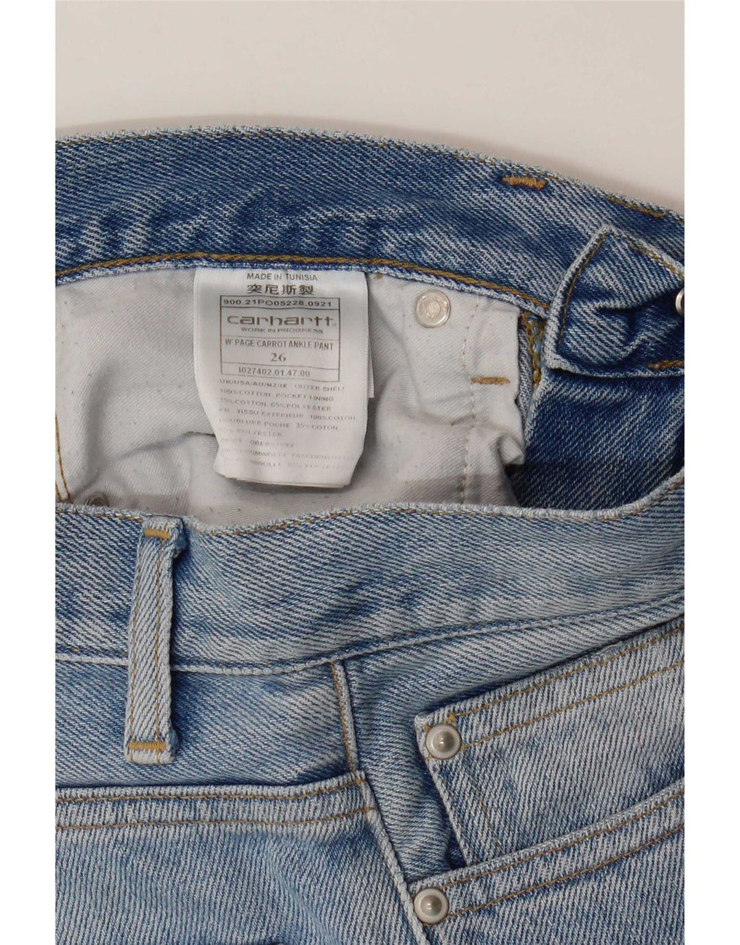 Carhartt lige jeans til kvinder W26 L28 blå bomuld