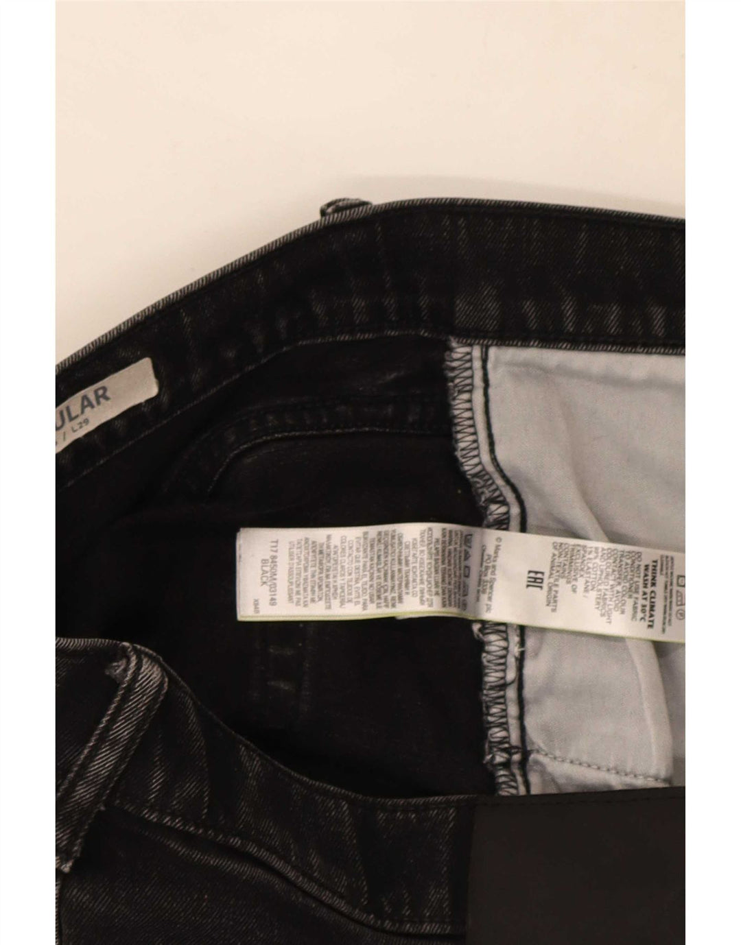 Marks & Spencer Straight Jeans til mænd W36 L27 sort bomuld