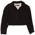 Zara Womens Crop Bomber Jacket UK 10 Medium Black Viscose
