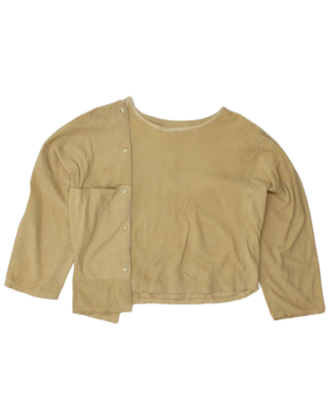Vintage Dame Oversized 3/4-ærmet ruskindsbluse Top EU 38 Medium Gul