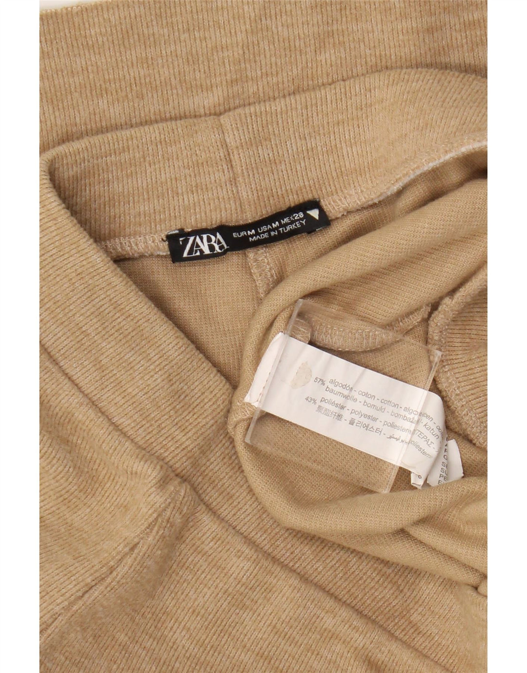 Zara Træningsdragtsbukser til kvinder UK 12 Medium Beige Bomuld