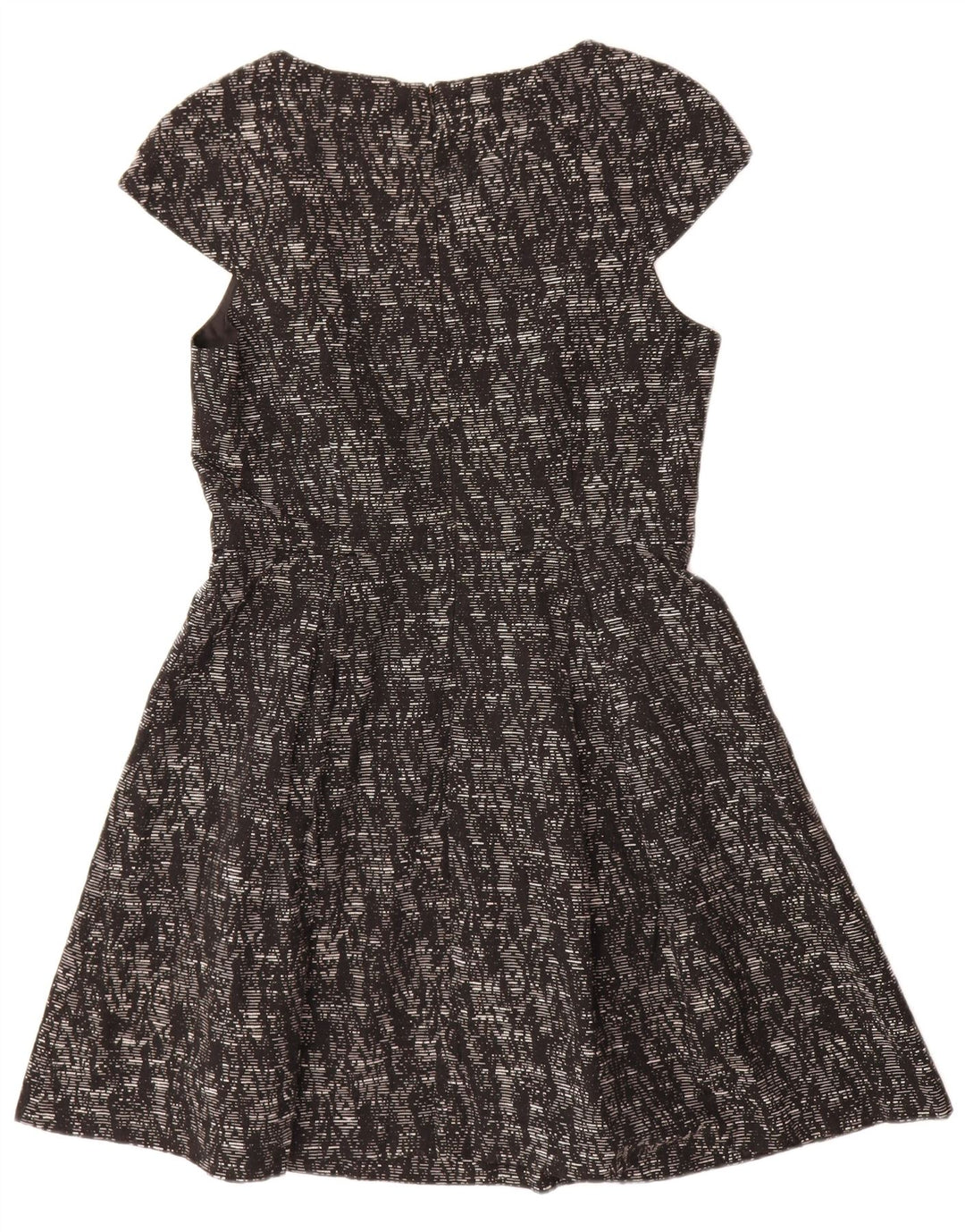 Oasis Dame A-Line Kjole UK 14 Medium Sort Flecked Viscose