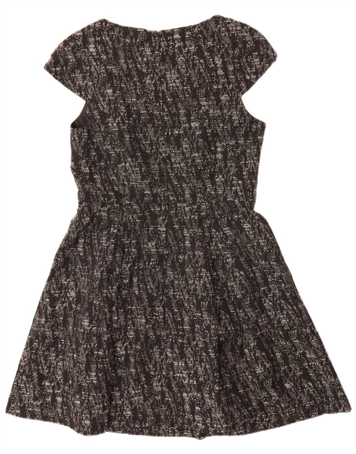 Oasis Dame A-Line Kjole UK 14 Medium Sort Flecked Viscose