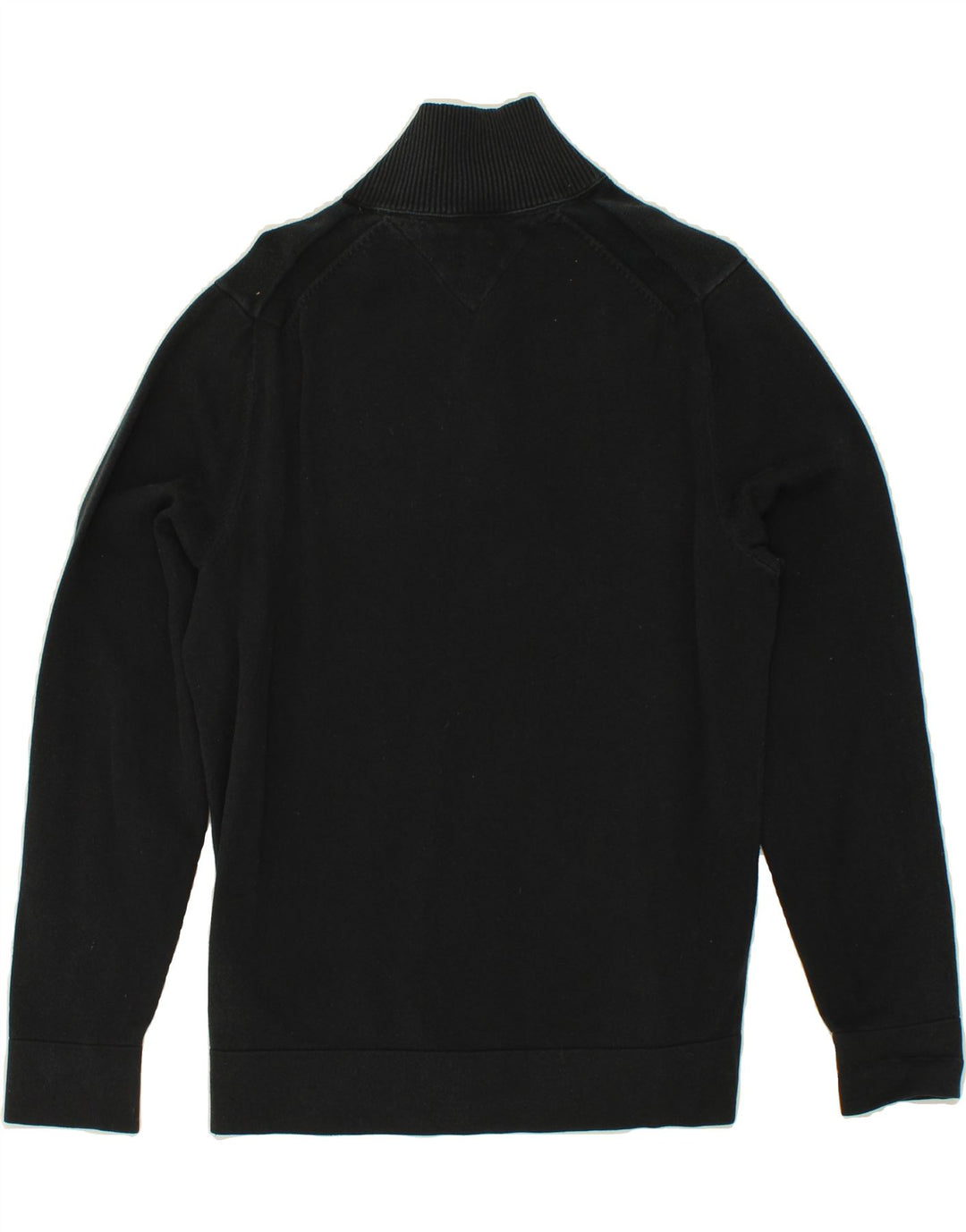 TOMMY HILFIGER Womens Zip Neck Sweatshirt Jumper UK 14 Medium Black Cotton Vintage Tommy Hilfiger and Second-Hand Tommy Hilfiger from Messina Hembry 