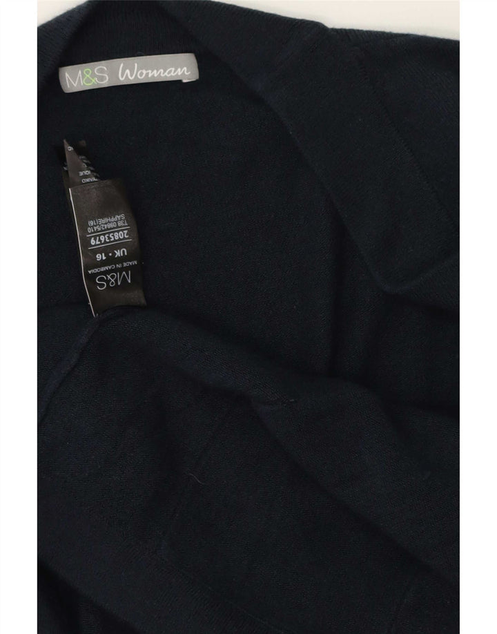 Marks & Spencer Dame Longline Åben Cardigan Sweater UK 16 Large Navy Blue