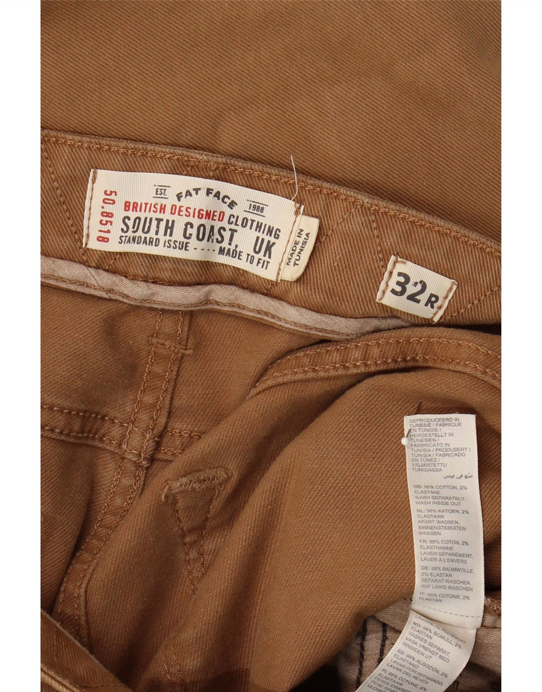 Fat Face Herre Straight Jeans W32 L30 Beige Bomuld