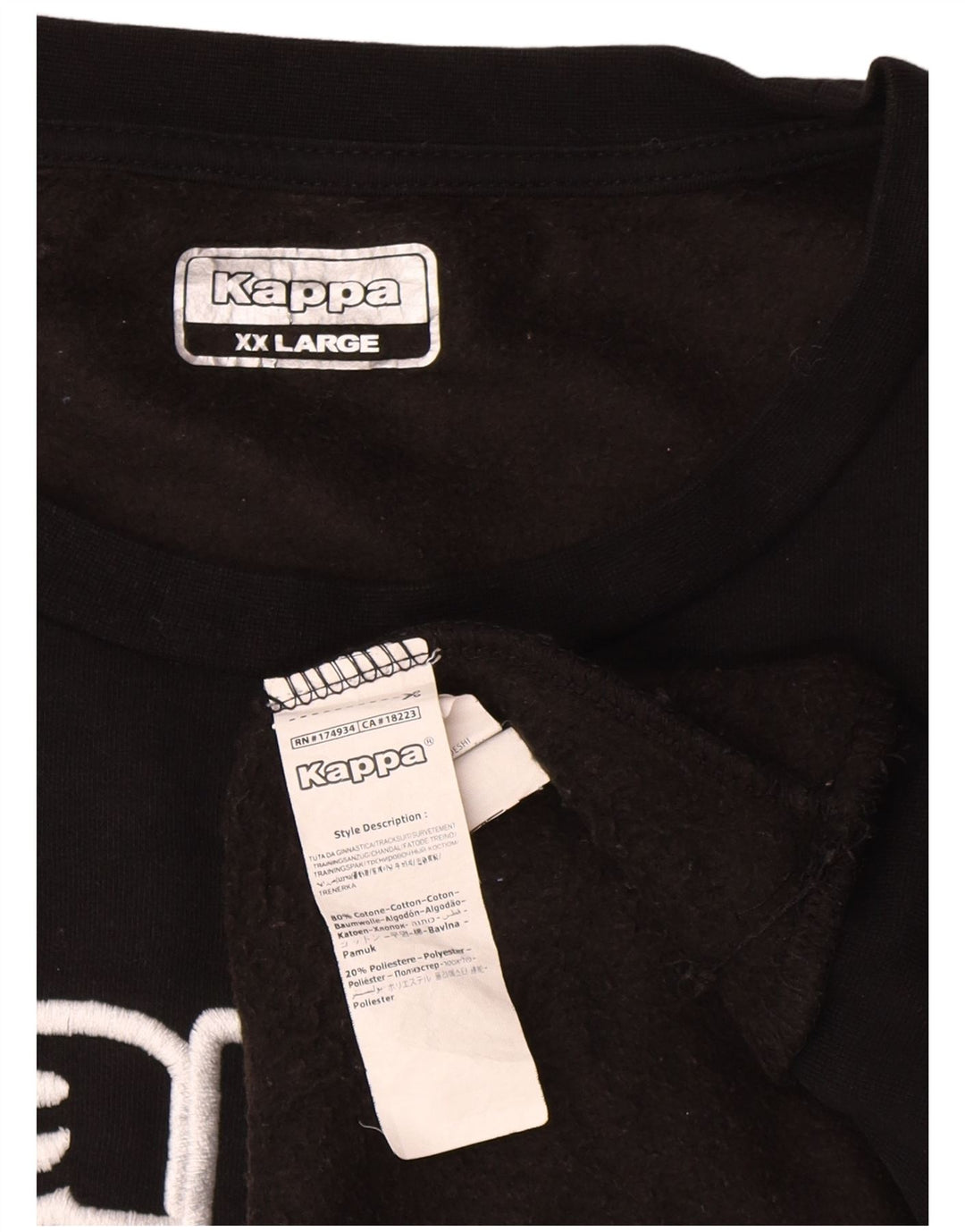 Kappa Herre Grafisk Sweatshirt Jumper 2XL Sort Bomuld
