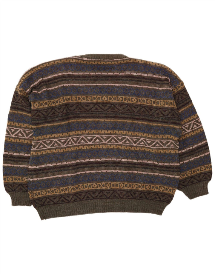 Vintage mænd med rund hals sweater medium flerfarvet Fair Isle