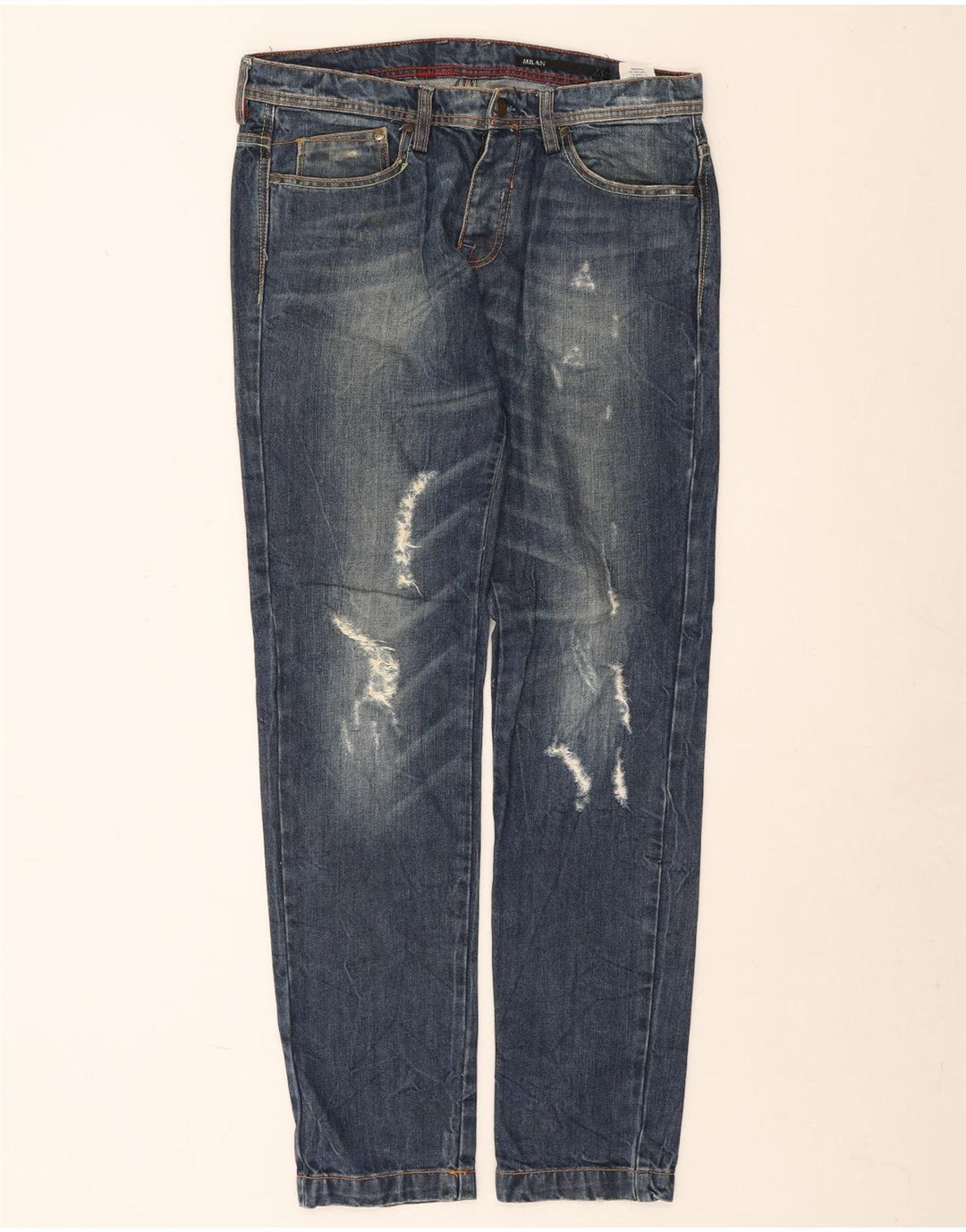 Iceberg Herre Milan Distressed Slim Jeans W34 L32 Blå Bomuld