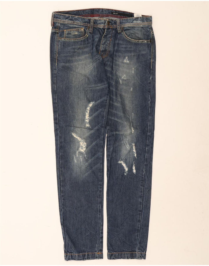 Iceberg Herre Milan Distressed Slim Jeans W34 L32 Blå Bomuld