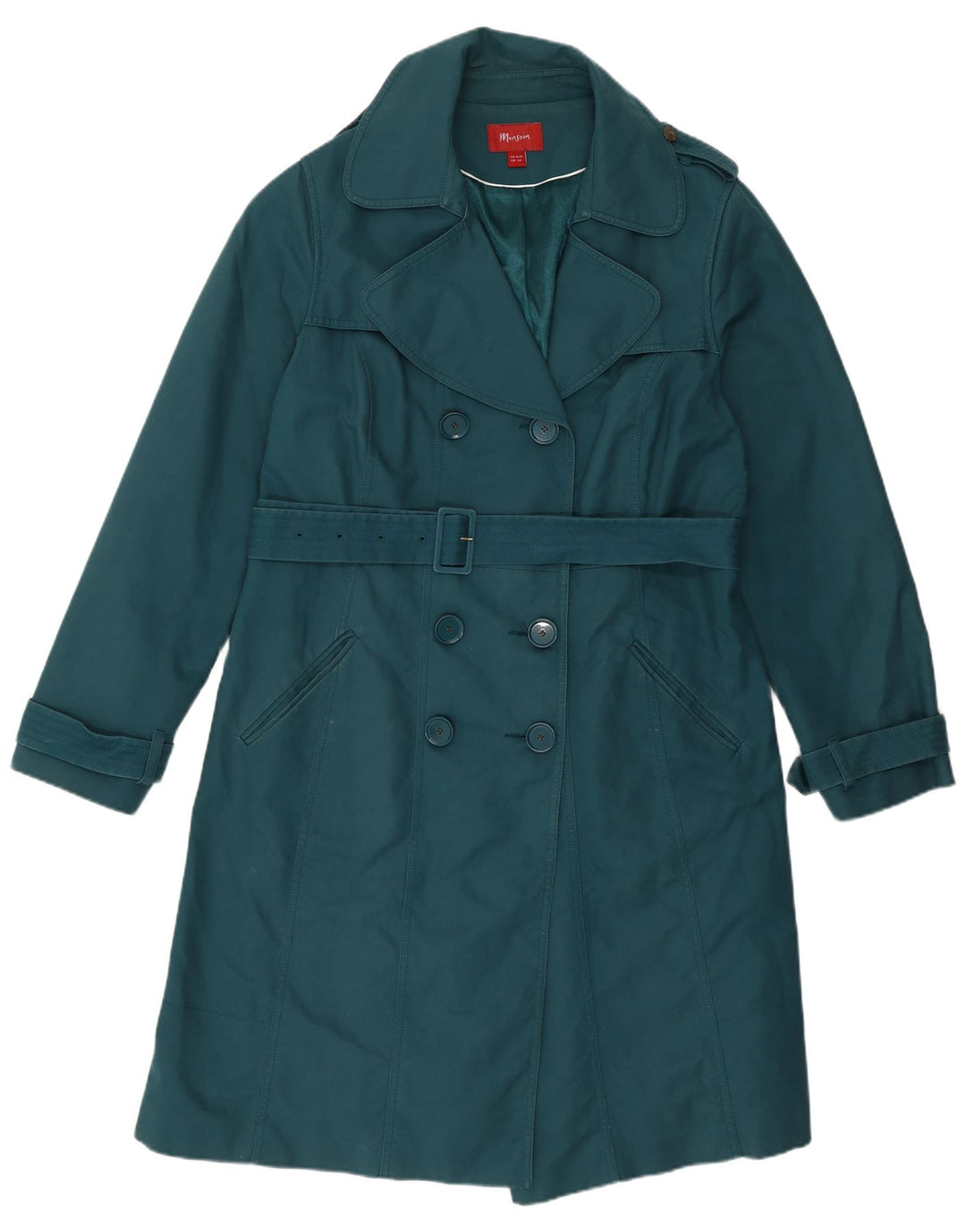 Monsoon Womens Trench Coat UK 20 2XL Grøn Bomuld