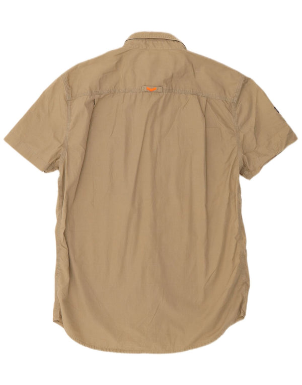 Superdry kortærmet herreskjorte med normal pasform Stor beige bomuld