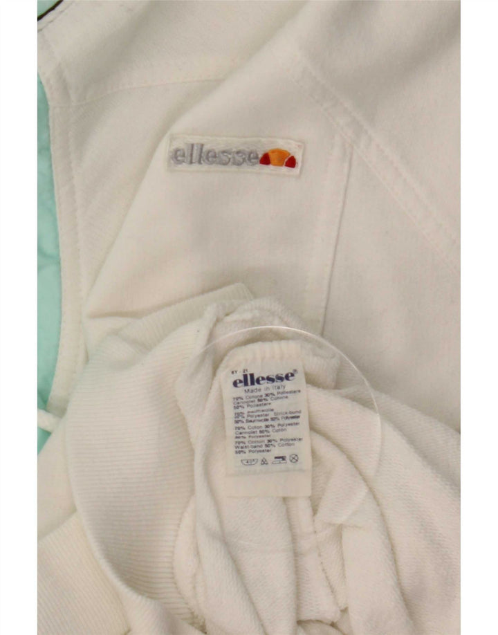 Ellesse Herre Button Neck Sweatshirt Jumper Large White Colourblock Bomuld