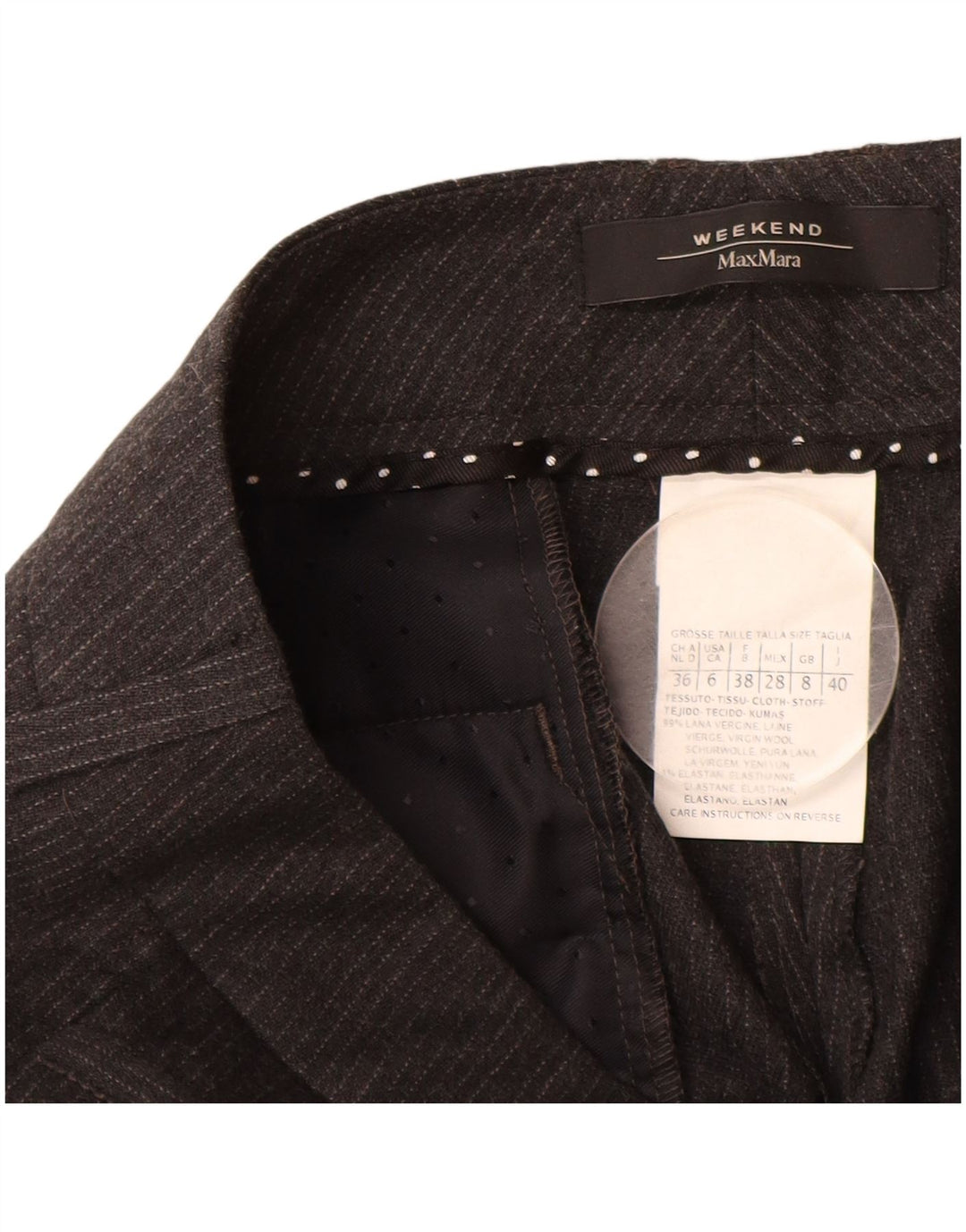 MAX MARA Dame Weekend Casual Bukser UK 8 Small W28 L27 Grå nålestribe