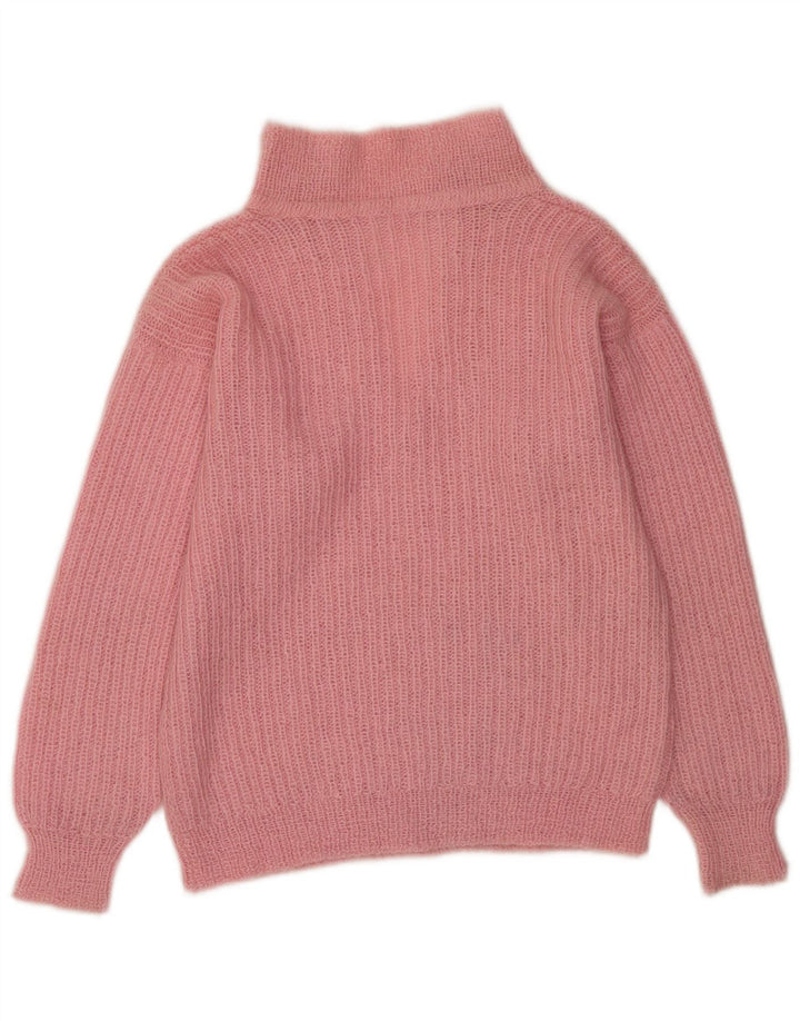 Vintage Dame Turtle Neck Jumper Sweater UK 14 Large Pink