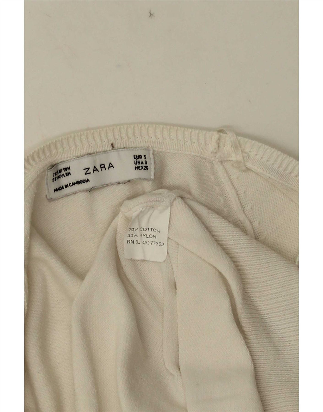 Zara Dame Cardigan Sweater UK 10 Small White Bomuld
