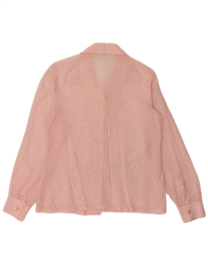 VINTAGE Dame Shirt Bluse IT 46 Large Pink Spotted