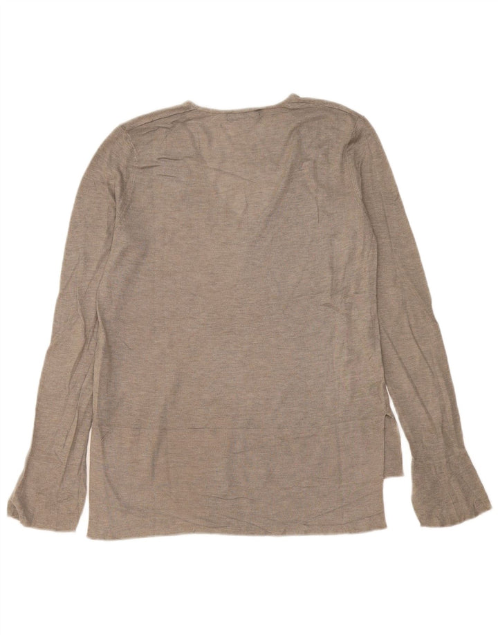 Zara Dame Oversized Top Langærmet UK 6 XS Grå Viscose