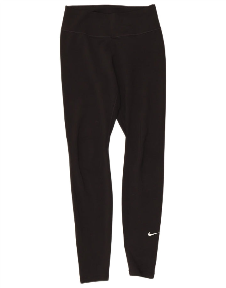 NIKE Dame Dri Fit Leggings UK 10 Lille sort polyester