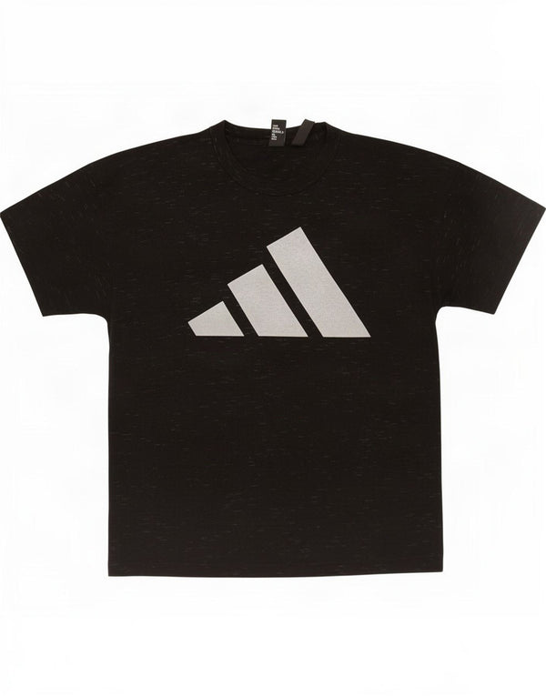Adidas Dame Grafisk T-Shirt Top UK 8/10 Small Black Flecked