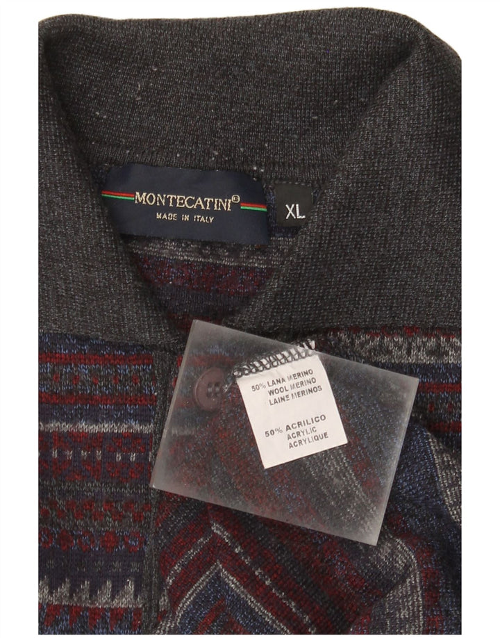 Montecatini Herre Polo Neck Jumper Sweater XL Flerfarvet Stribet Uld