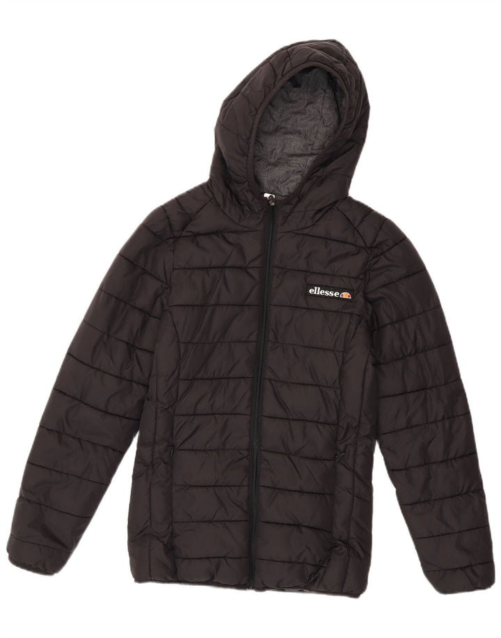 Ellesse Dame Hætte Polstret Vendbar Jakke UK 6 XS Sort Nylon