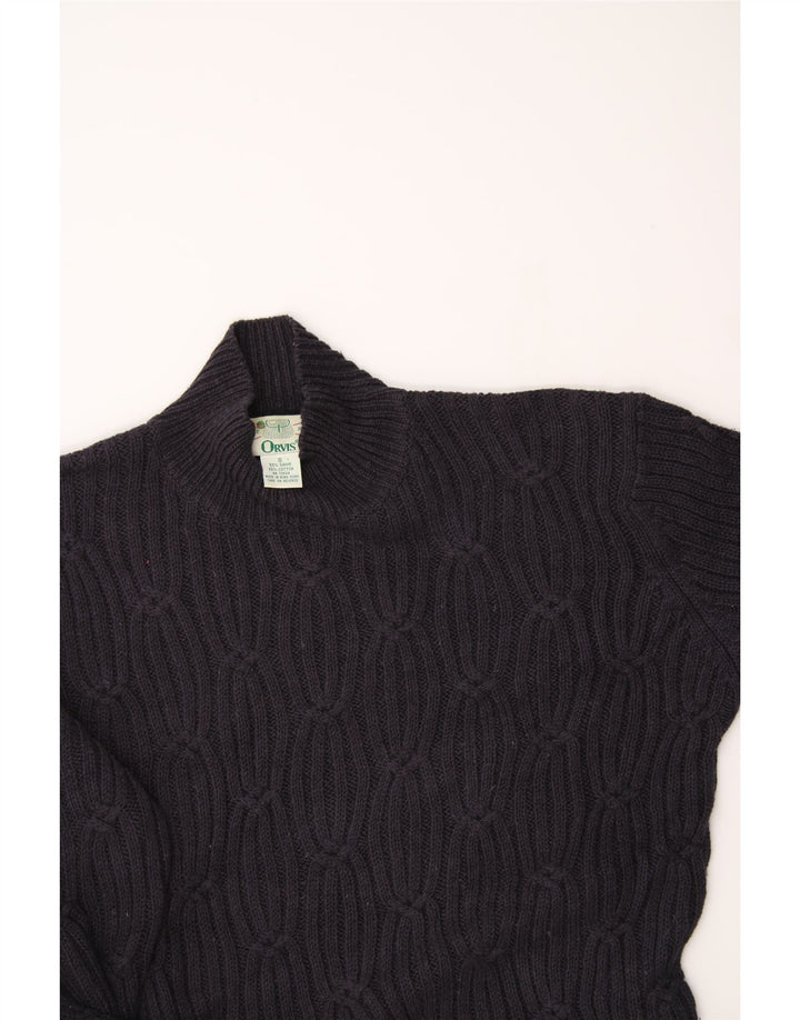 ORVIS Womens Turtle Neck Jumper Sweater UK 10 Small Navy Blue Ramie Vintage Orvis and Second-Hand Orvis from Messina Hembry 