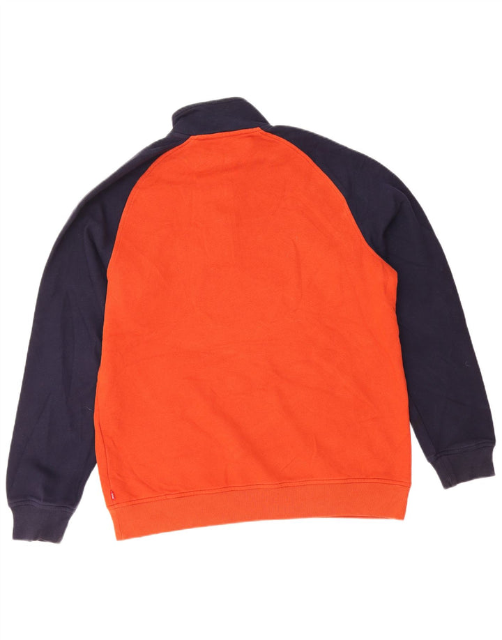 IZOD Sweatshirt med lynlås til mænd Medium Orange Colourblock Bomuld