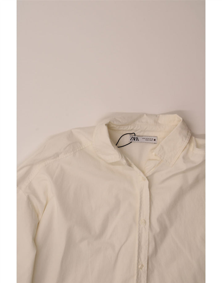 ZARA Womens Oversized Shirt Dress UK 14 Medium White Cotton Vintage Zara and Second-Hand Zara from Messina Hembry 