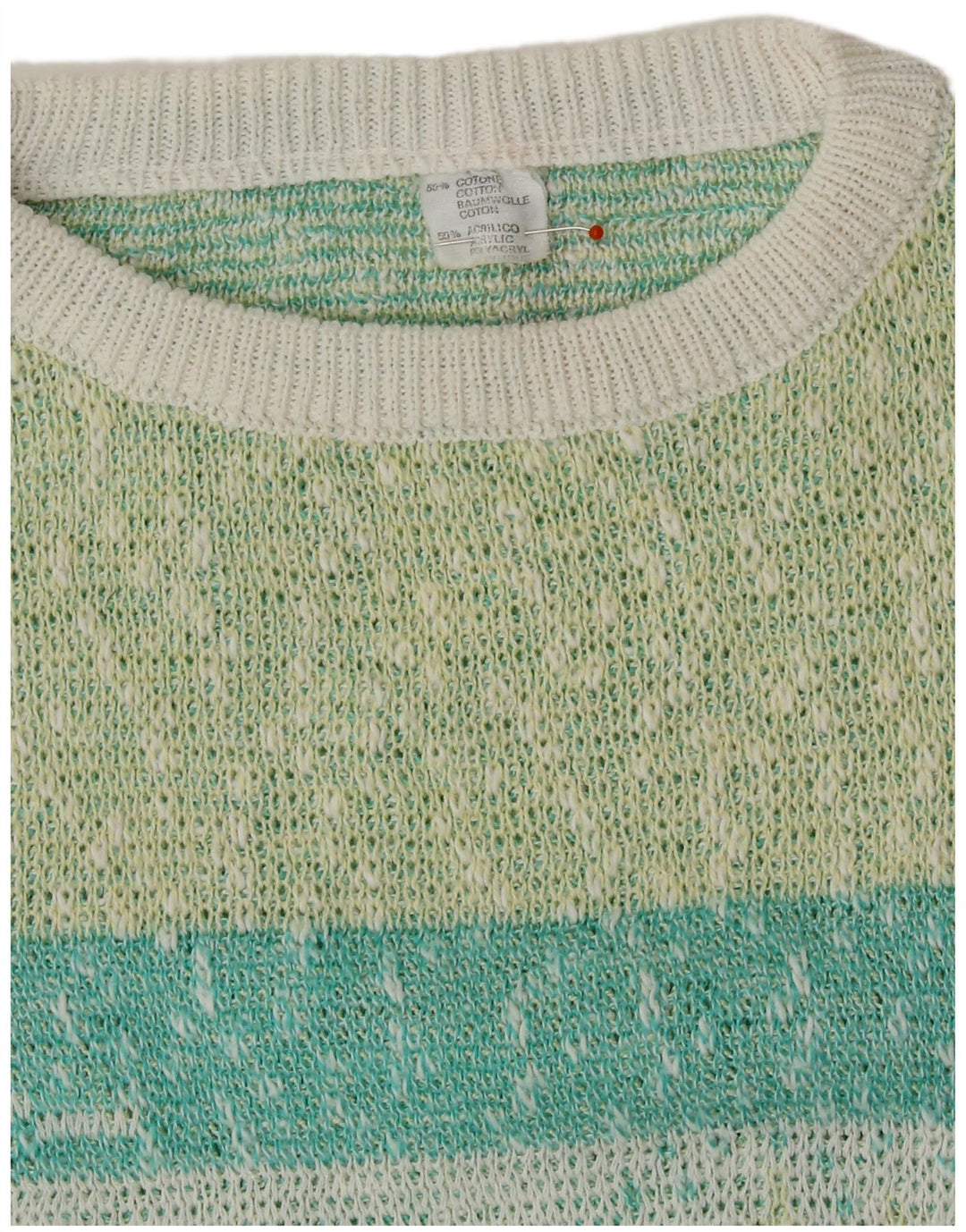 VINTAGE Dame Boat Neck Jumper Sweater UK 16 Stor Flerfarvet Stribet