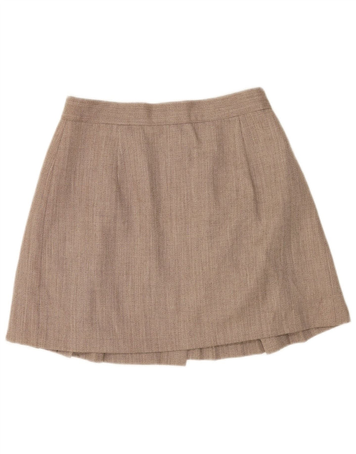 Vintage Kvinders Mini Wrap Nederdel W28 Medium Brun Uld