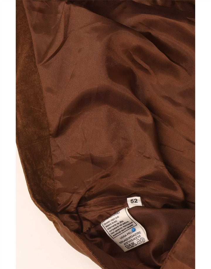 Vintage herre ruskindsvest IT 52 Stor brunt læder