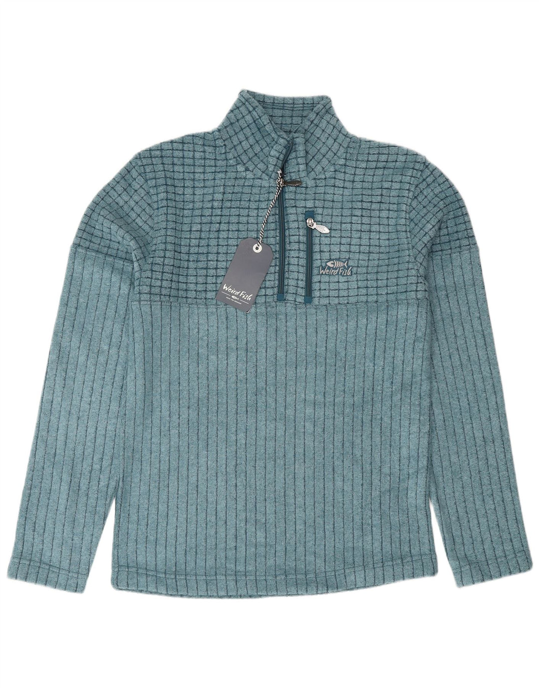 Weird Fish Herre Zip Neck Sweatshirt Jumper lille blå polyester