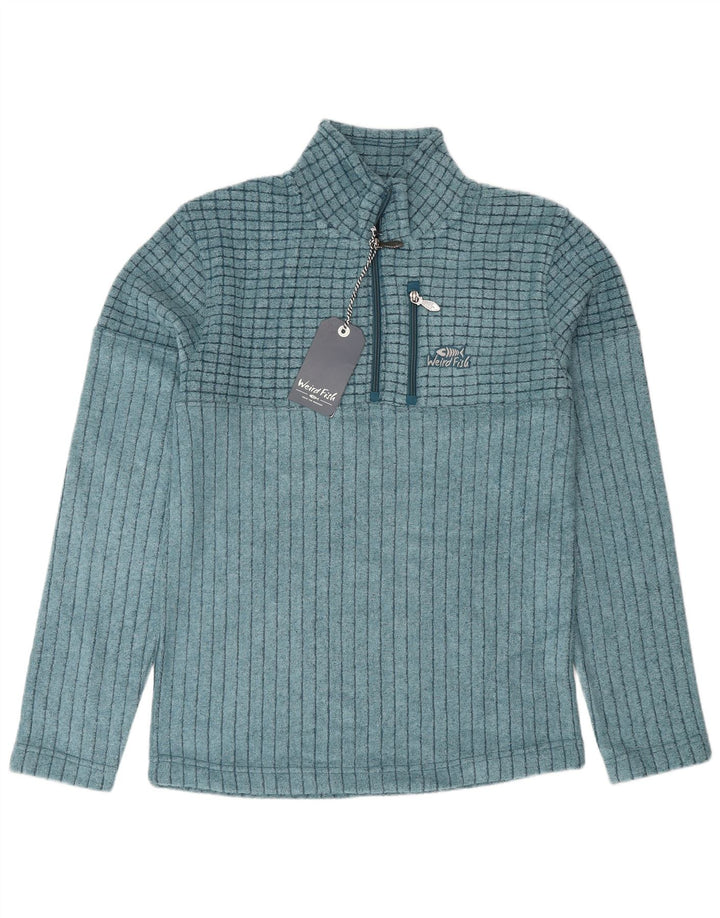 Weird Fish Herre Zip Neck Sweatshirt Jumper lille blå polyester
