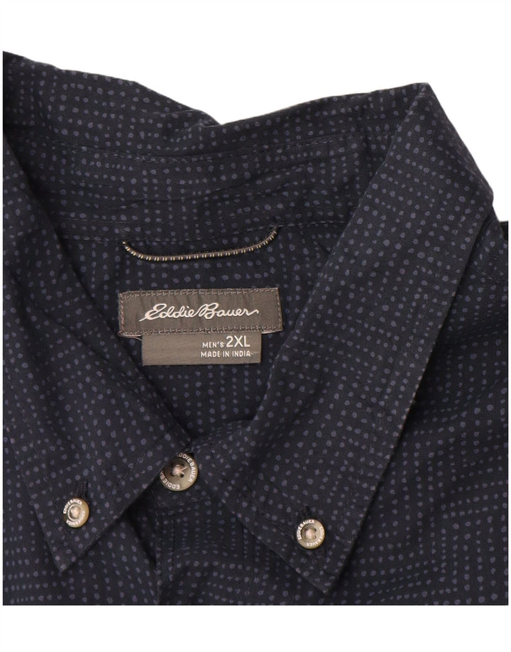 Eddie Bauer Kortærmet Herreskjorte 2XL Navy Blue Spotted