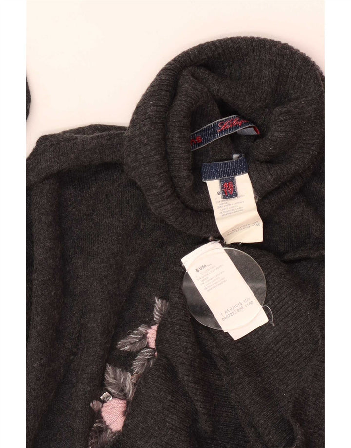 Les Copains Dame Grafisk Roll Neck Jumper Sweater IT 46 Large Grey Floral