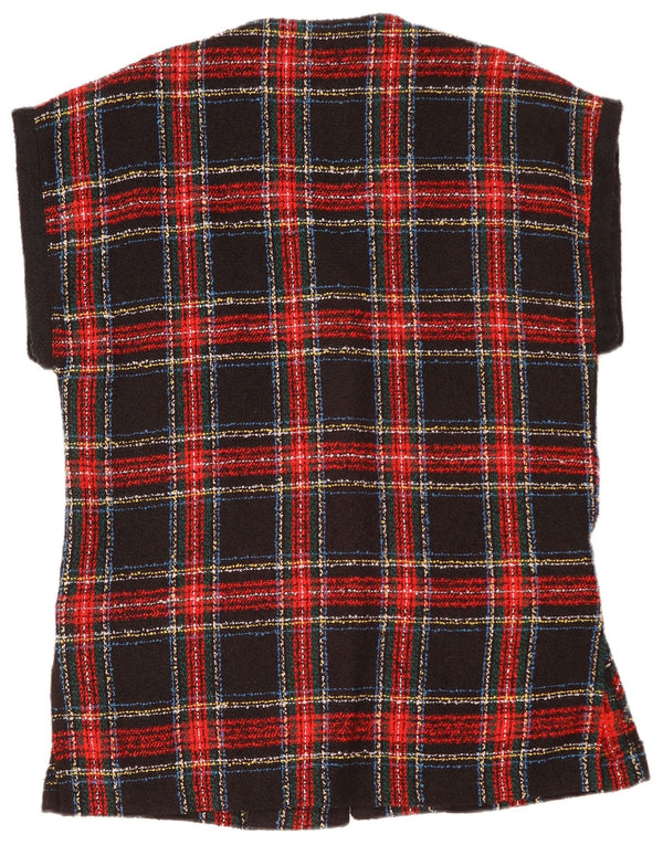 VINTAGE Dame Oversized 4-knaps blazerjakke UK 10 Lille rød plaid