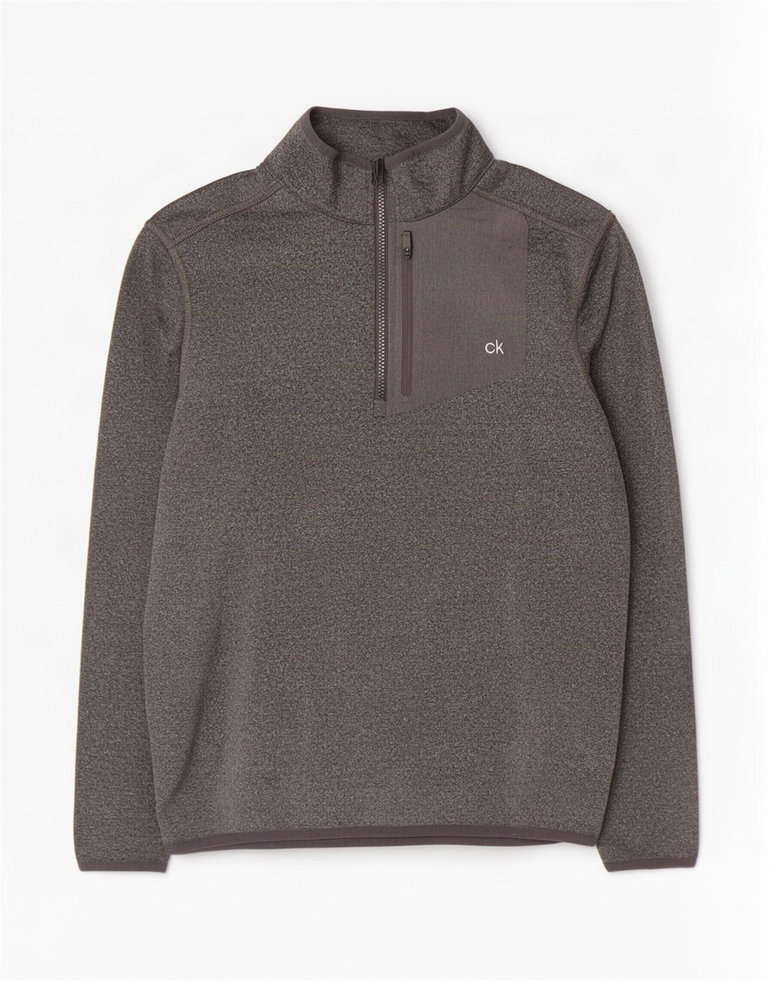 Calvin Klein Herre Golf Zip Neck Pullover Træningsdragt Top Lille Grå Flecked