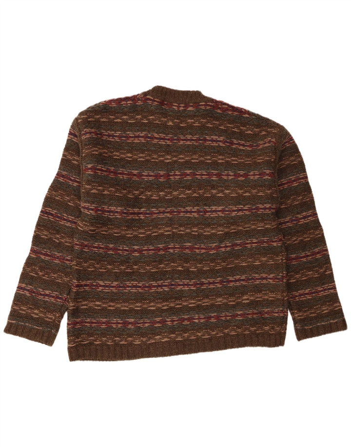 Eddie Bauer Herre Regular Fit Crew Neck Jumper Sweater Stor Khaki stribet