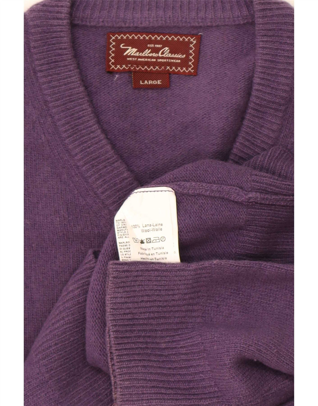 Marlboro Classics Herre V-hals sweater Stor lilla uld